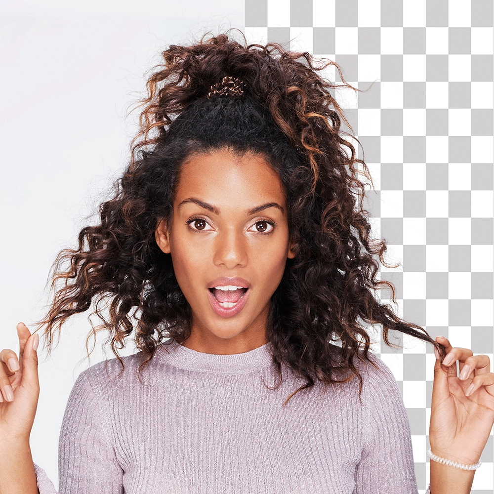 Professional hair masking service for curly hair background removal