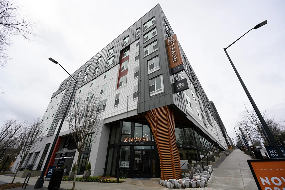 Real estate photo editing services for modern apartment exterior.