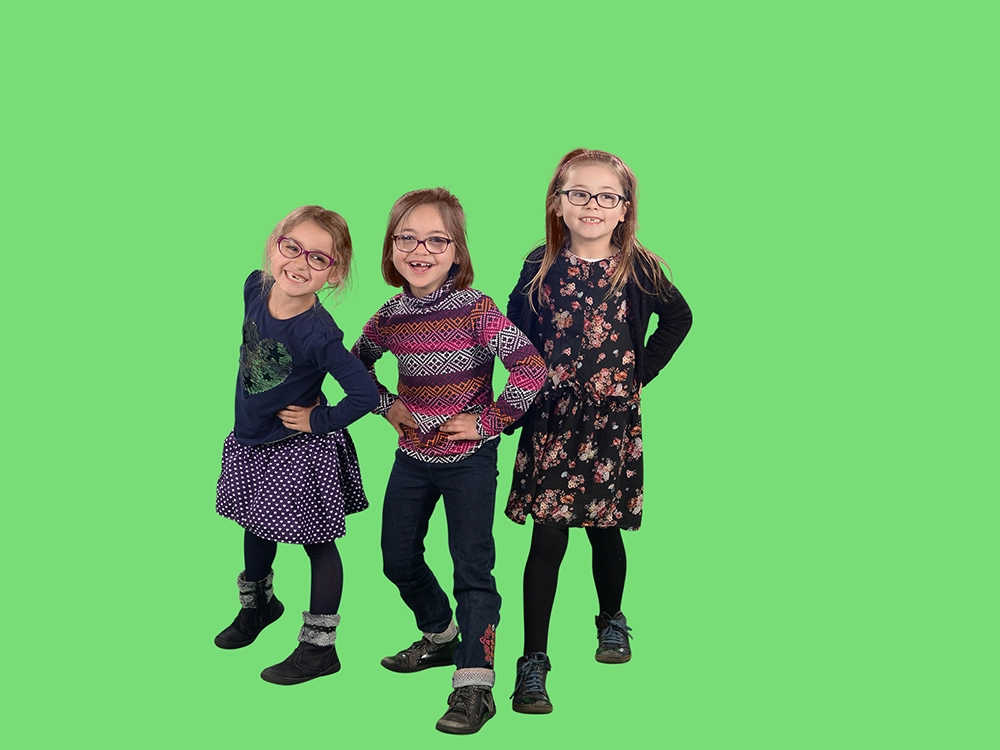 Group school photo retouching with autumn background enhancement and color balancing.